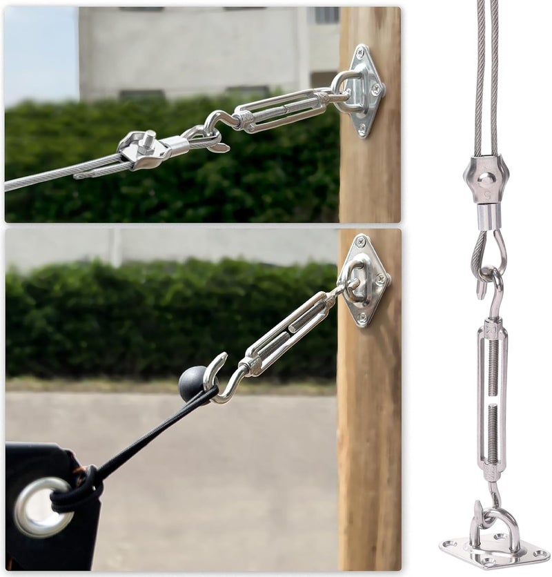 Unicaravan Shade Sail Hardware Kit 6 inch turnbuckles for Triangle Rectangle Sun Shade Sail Outdoor Installation turnbuckles for Cables Wire for Outdoor,Garden,Kitchen,Craft,118PCS - Image 4